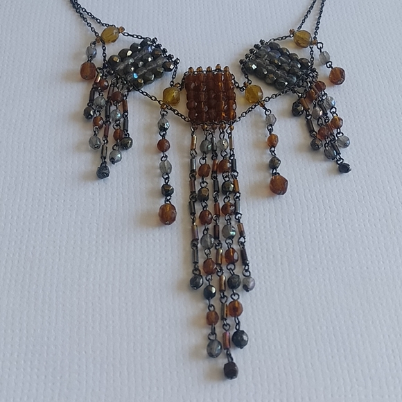 🇨🇦 Vintage Y2K Gothic Cathedral Cascade Fringes Chocker Necklace - Picture 6 of 9